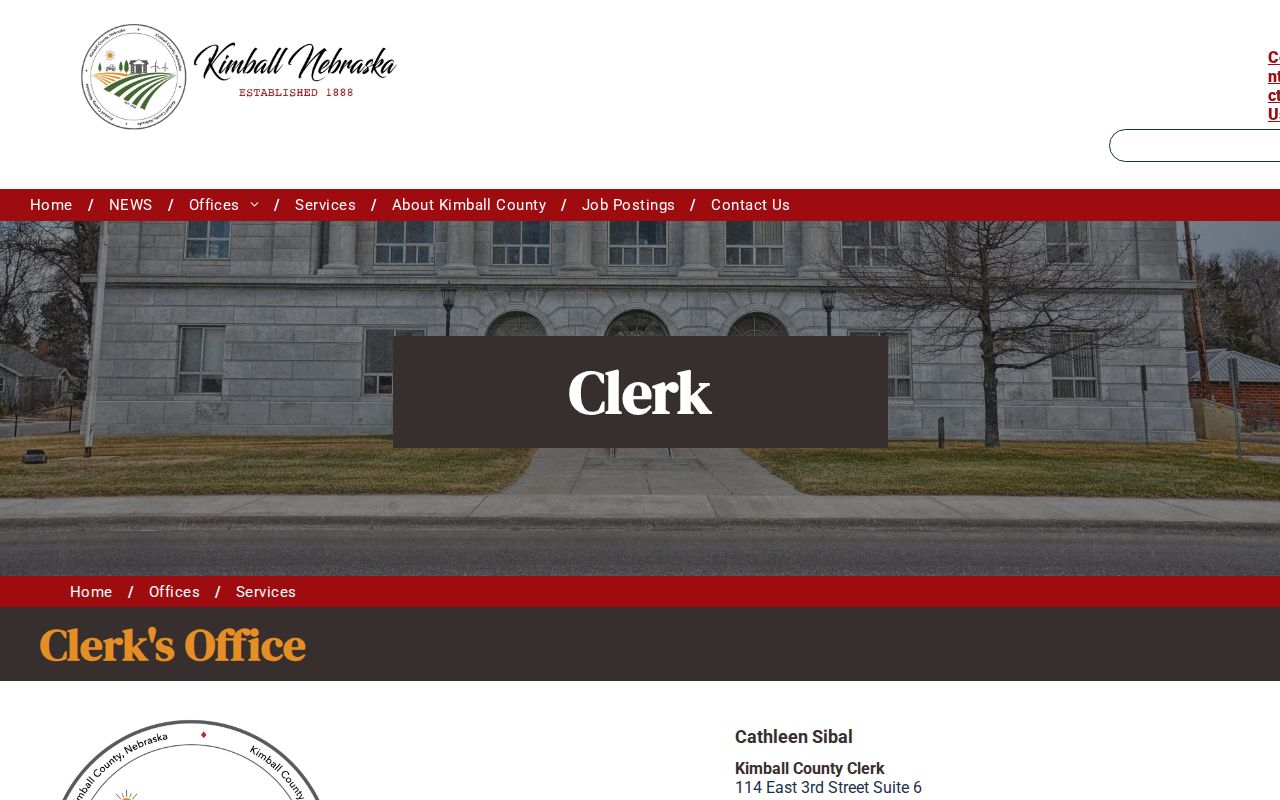 Bushnell court record routing and Kimball County administrative clerk contact source
