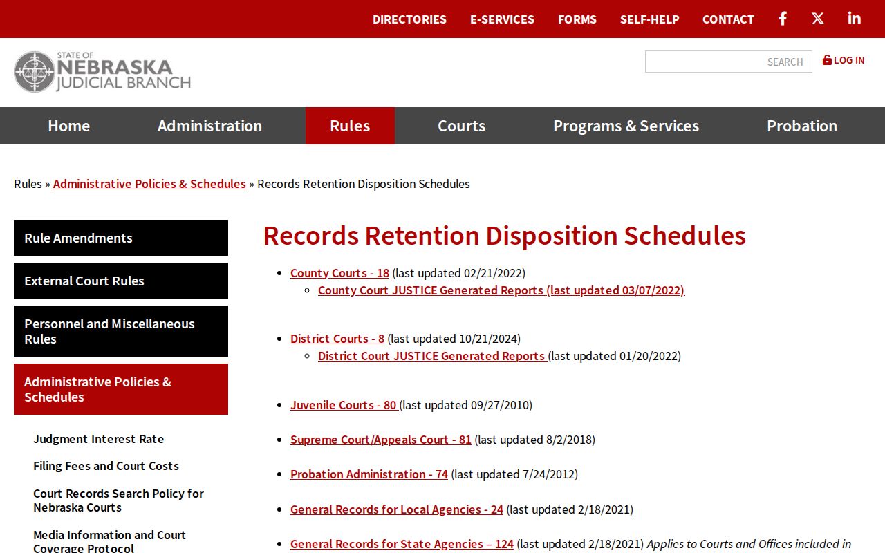 Kimball County civil docket court records retention information