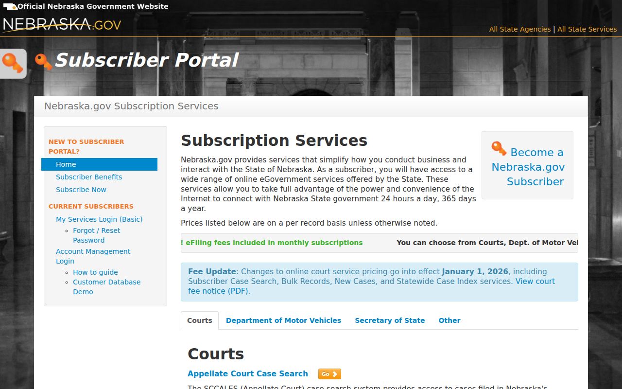 Kimball County criminal docket Nebraska JUSTICE subscriber information
