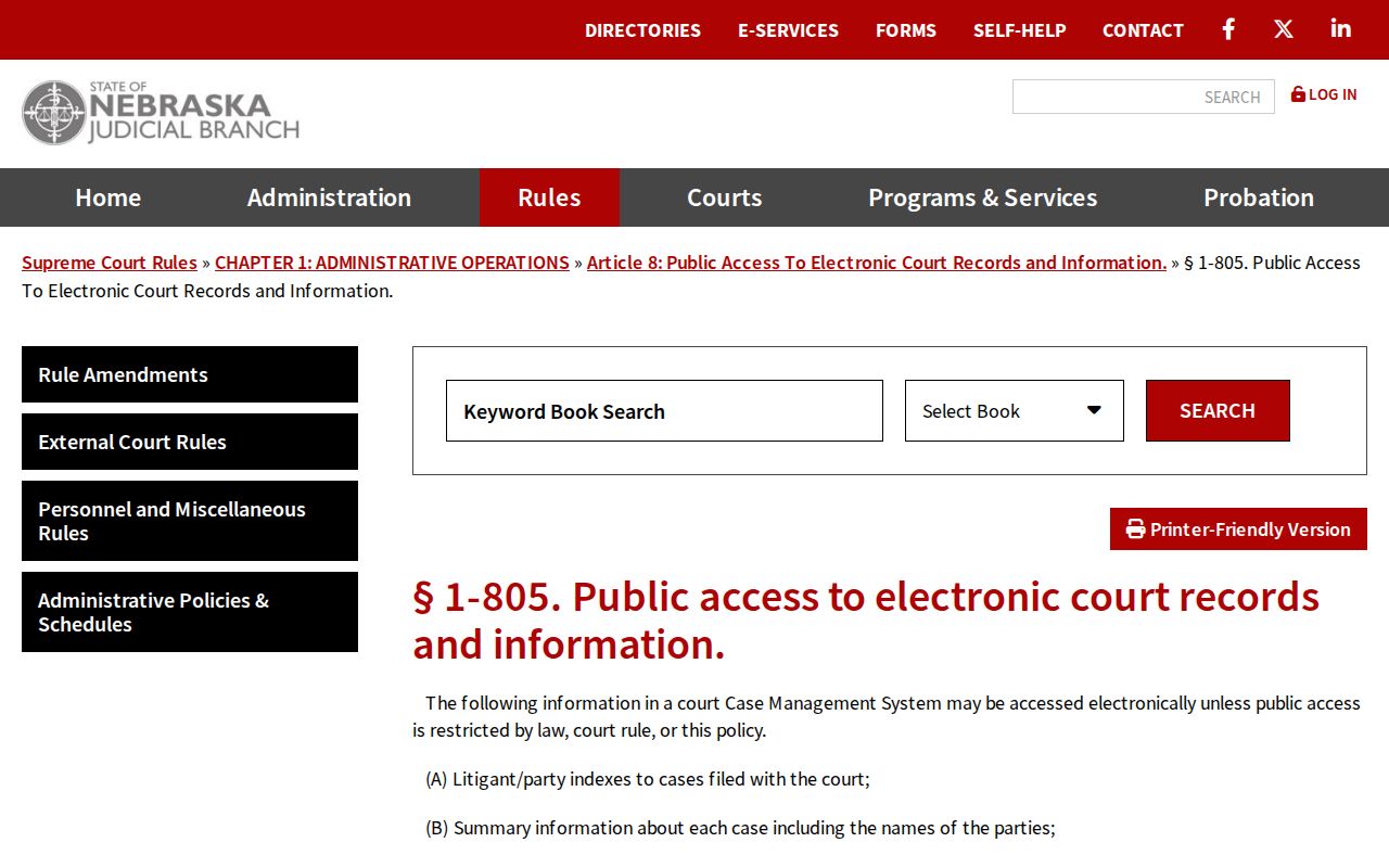 Kimball County criminal docket public electronic records rule