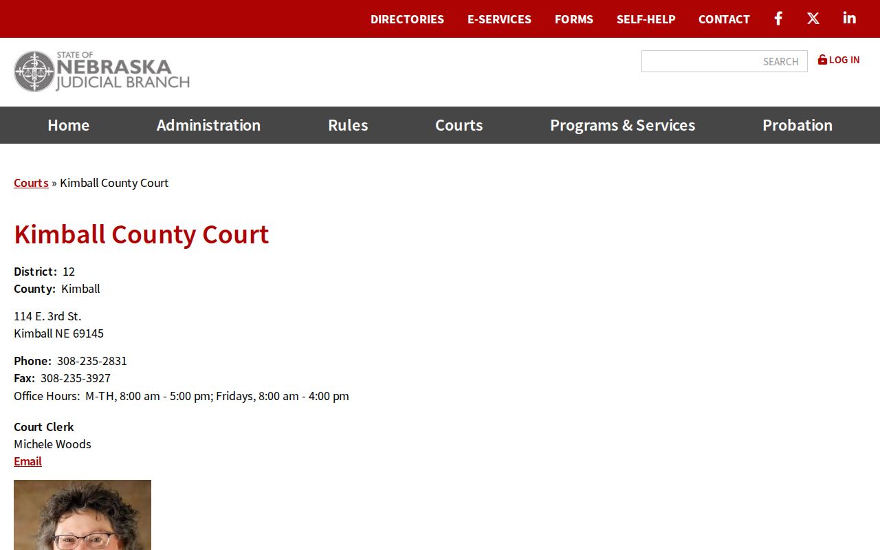 Kimball County court docket County Court clerk profile