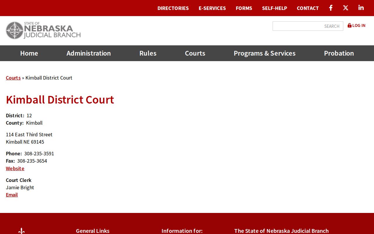 Kimball County court docket District Court clerk information