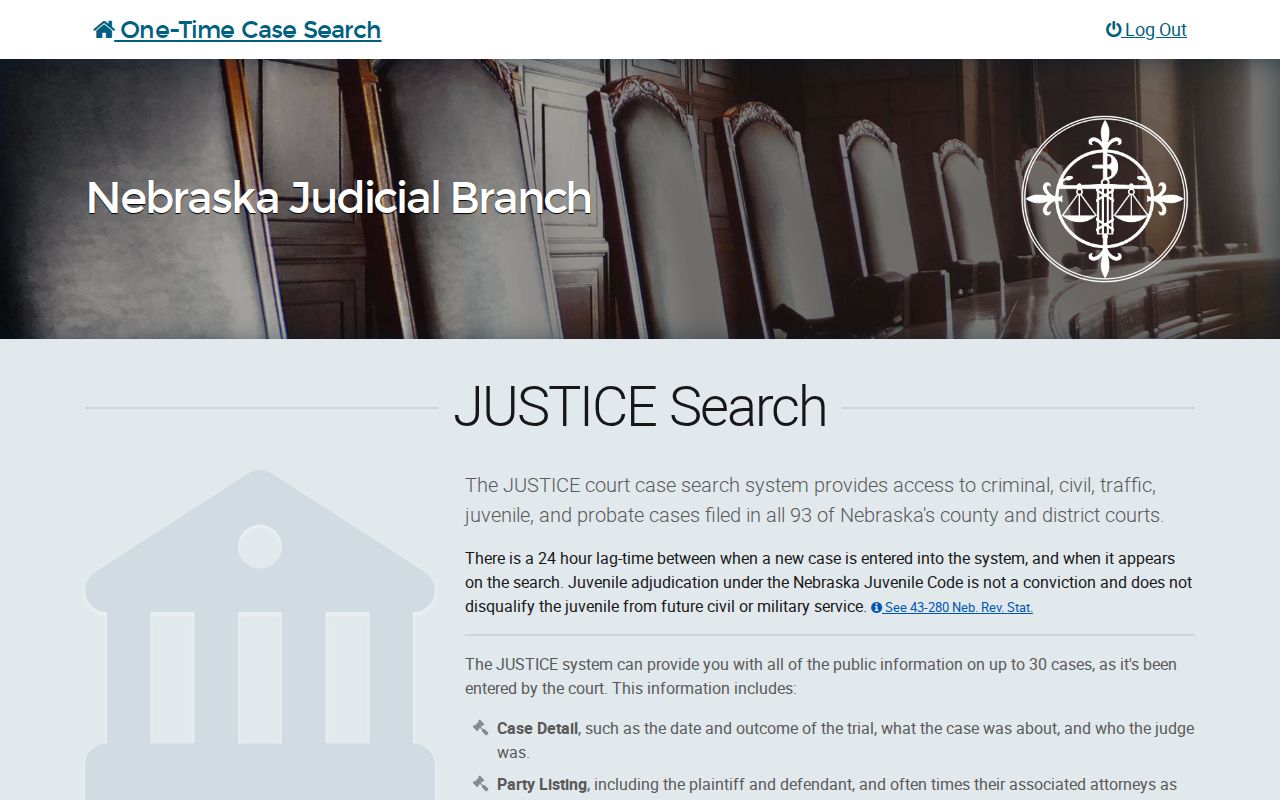 Kimball County court docket JUSTICE one-time search form