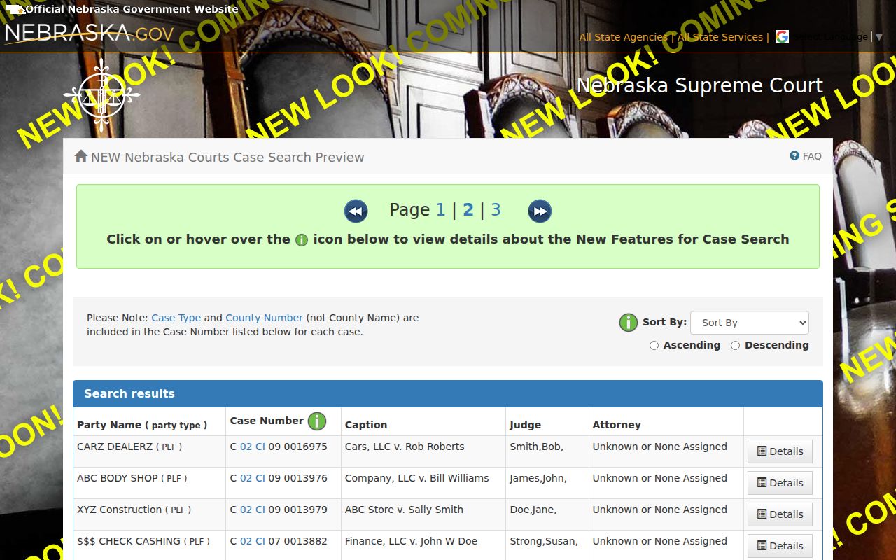 Kimball County court docket Nebraska JUSTICE search result fields
